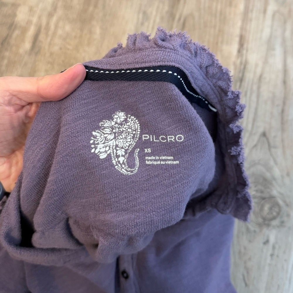 Anthropologie Pilcro Lilac Purple Ruffle Thermal Henley, size XS, EUC! - Picture 5 of 7